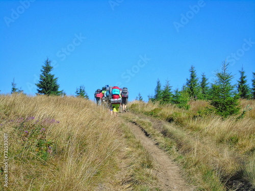 Hikers on a Mountain Trail