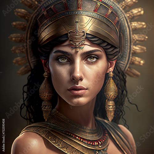 Ethereal Beauty  A Portrait of an Egyptian Princess in Golden Robes