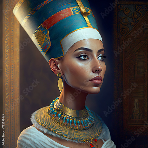 Eternal Beauty: The Radiance of a Nefertiti-esque Princess photo