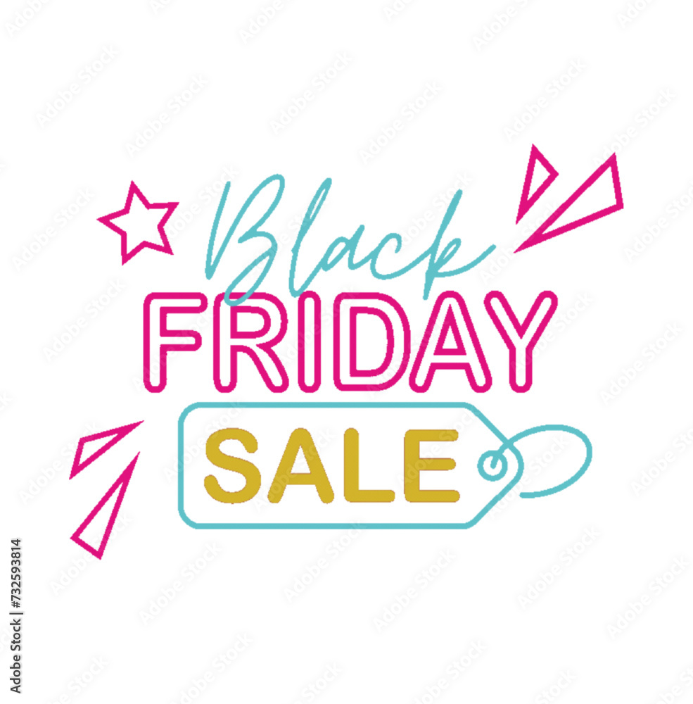 Neon Sign Sale Lettering Black Friday Tag Friday Sale Tag 