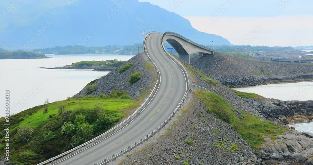 Traffic on Atlantic Ocean Road or the Atlantic Road (Atlanterhavsveien) was awarded the title as (Norwegian Construction of the Century). Traffic on Atlantic Ocean Road or the Atlantic Road (Atlanterhavsveien) was awarded the title as (Norwegian Construction of the Century).