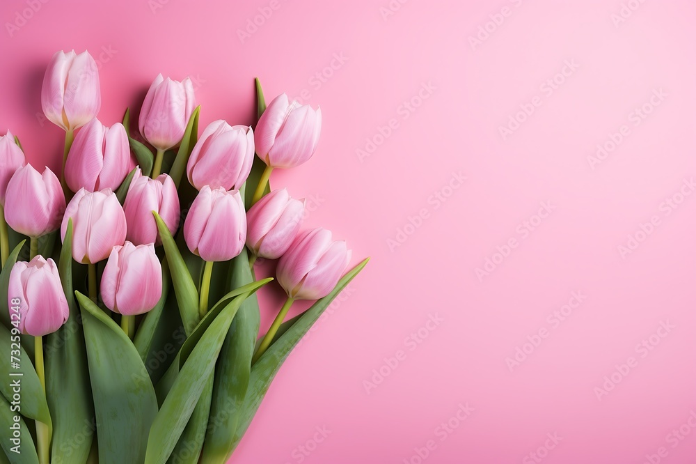 Bouquet of tulips on a pink background Bouquet of tulips on a pink background