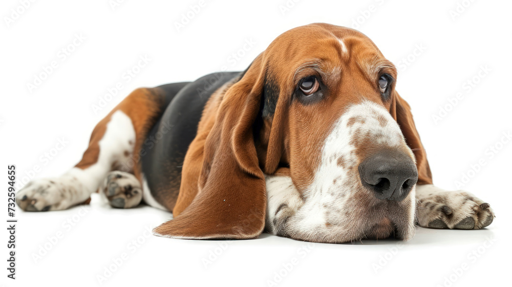 A Basset Hound's Adorable Portrait on a Clean Background