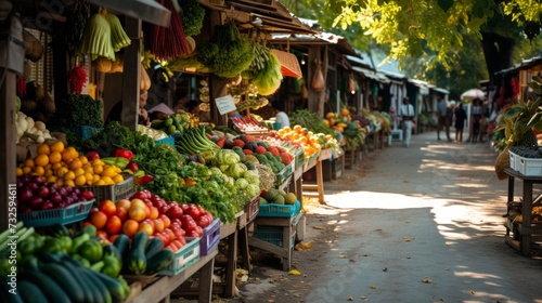 Street outdoors market of natural products