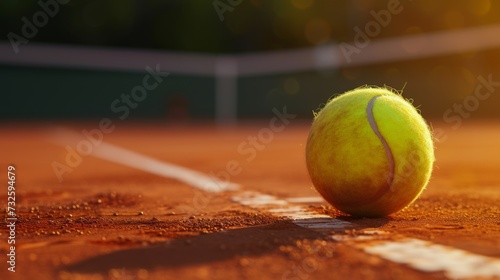 Tennis ball on tennis court © ArtBox