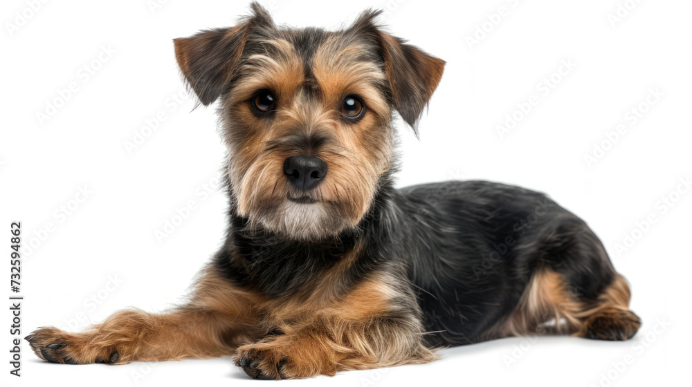 A Playful Terrier Pup Poised for Adventure on a Isolated White Background