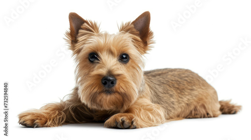 A Captivating Photo of a Terrier Dog s Alert Expression on a White Background