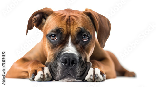 Captivating Portrait of a Playful Boxer Dog on a Clear Background