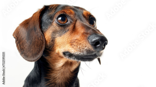 A Captivating Close-Up of a Dachshund on a Crystal-Clear Background © Ananncee Media