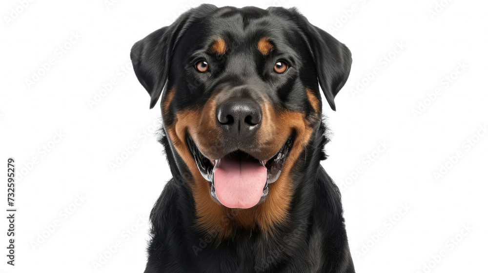 A Rottweiler Portrait Captured in Focus on a Crystal-Clear Background A Rottweiler Portrait Captured in Focus on a Crystal-Clear Background