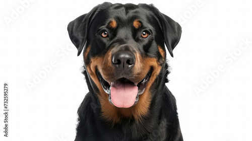 A Rottweiler Portrait Captured in Focus on a Crystal-Clear Background