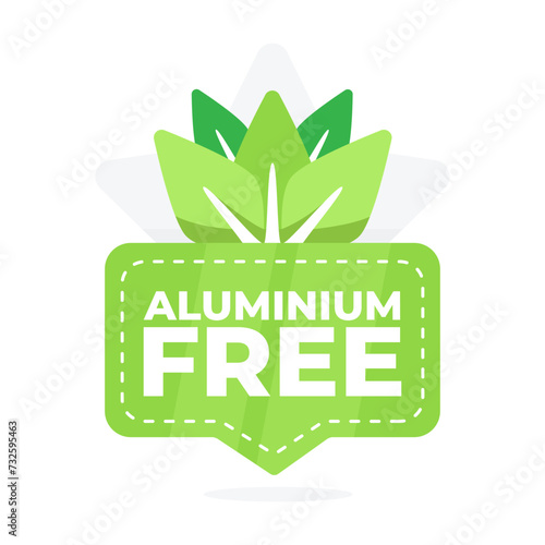 Green and white aluminium free badge with leaf symbol, eco-friendly product label design