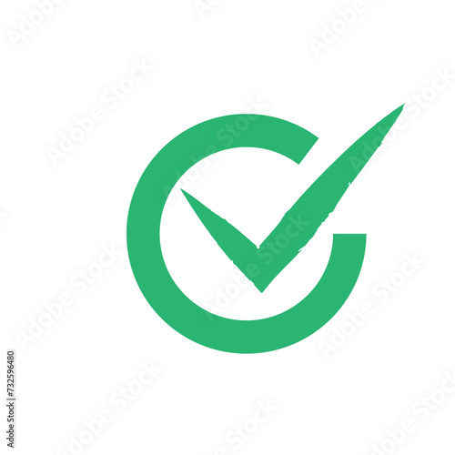 Green check mark icon. Vector checkmark button. Tick symbol photo