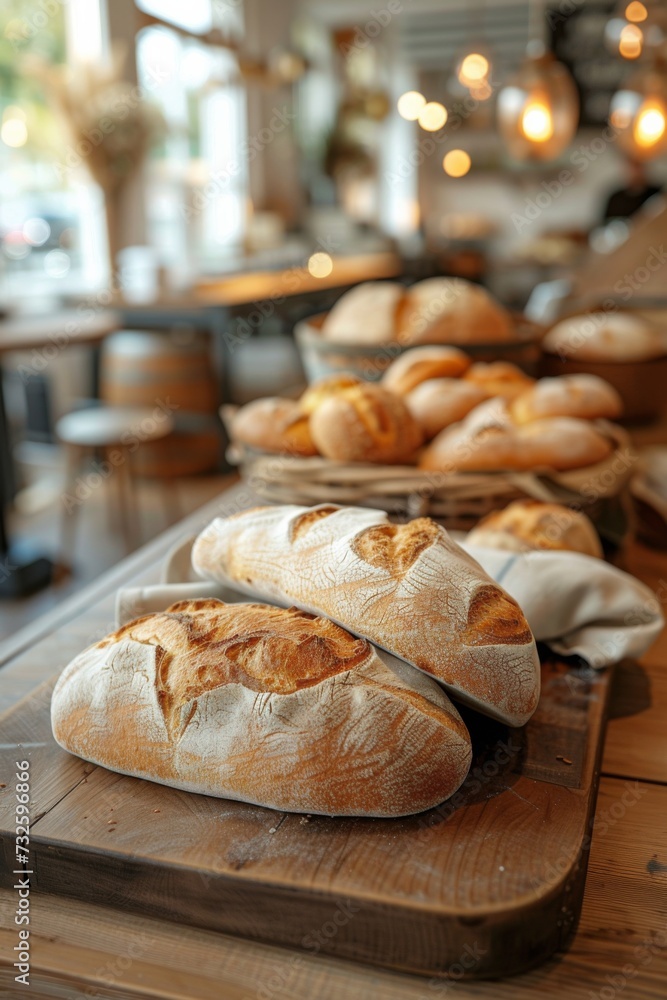 Artisanal bakery, freshly baked sourdough bread Artisanal bakery, freshly baked sourdough bread