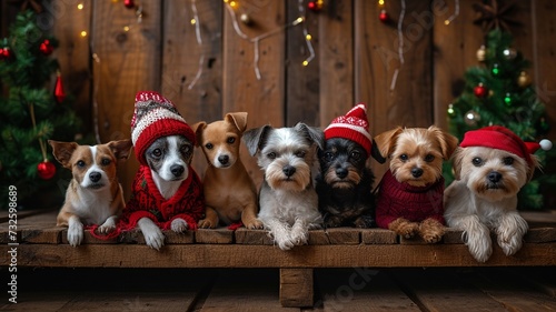 Festive Christmas-Themed Pet Fashion Showcase