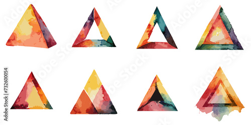 Vector illustration of multiple watercolor style colorful triangles