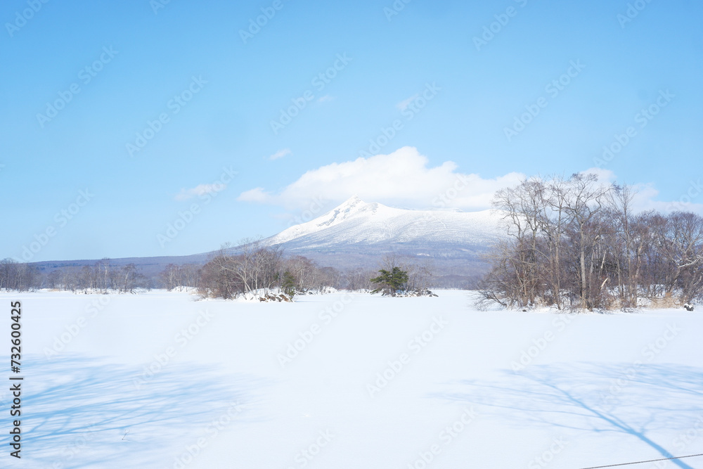 A view of the park in winter after it snows. A view of the park in winter after it snows.