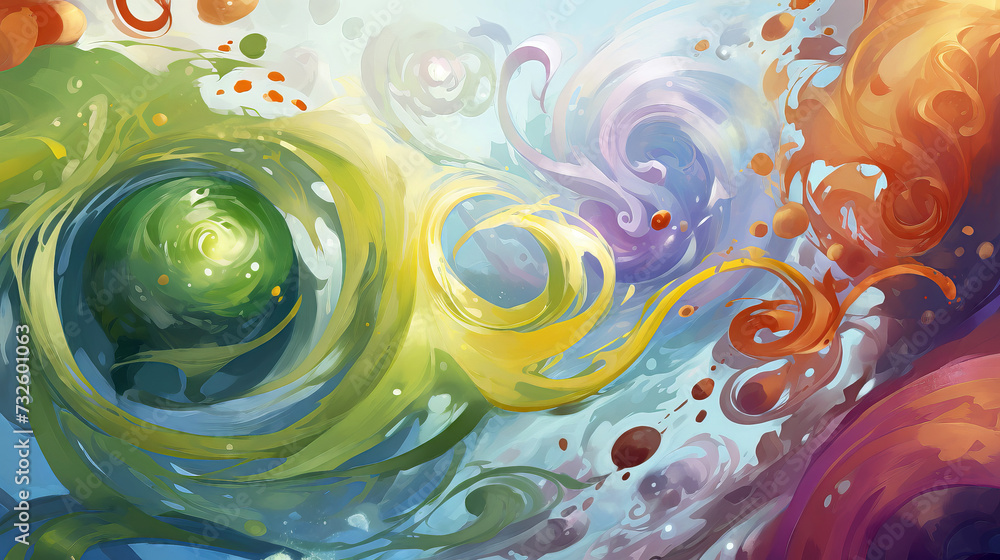 Fototapeta premium Abstract background with colorful swirls and splashes, vector illustration