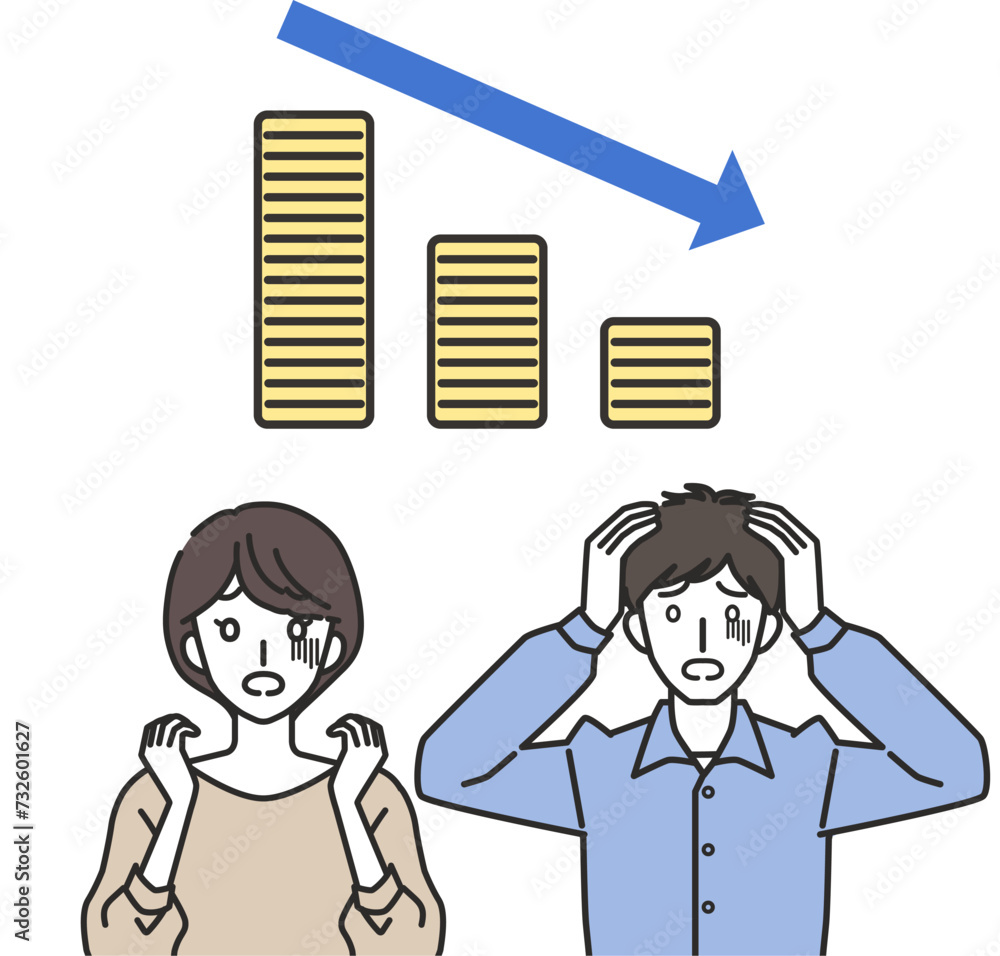 貯蓄が減って焦る女性と男性