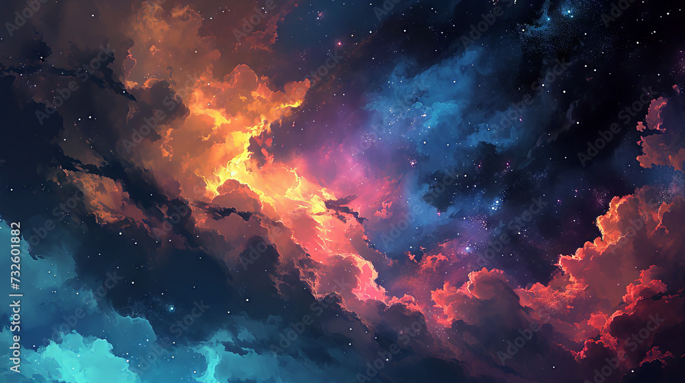 Space background with nebula and stars. Colorful space illustration