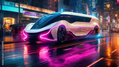 traffic at night high tech futuristic vehicle  © urwa
