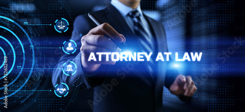 Legal advice attorney at law advocacy concept. Businessman pressing virtual button.