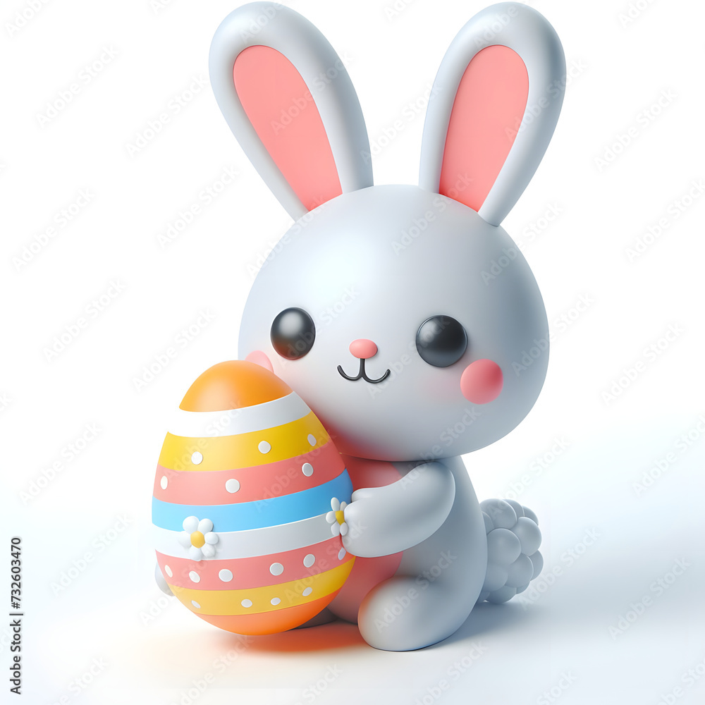 Easter Rabbit holding colourful egg Easter Rabbit holding colourful egg