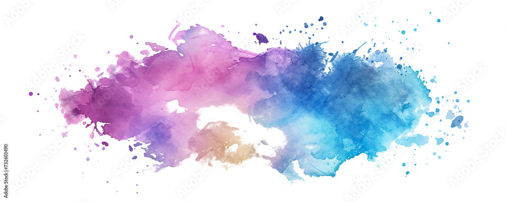 Watercolor painting of abstract art, vibrant splash, isolated on a white background