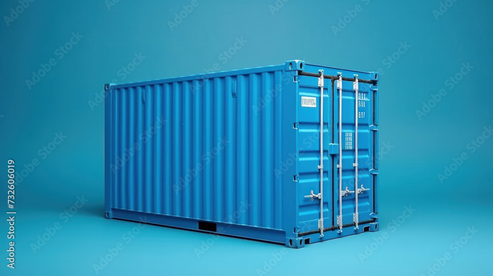 A container blue color on white background. A container blue color on white background.