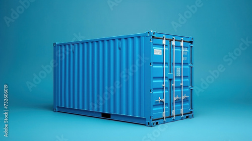 A container blue color on white background.