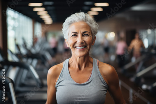 Senior Woman Smiling at the Gym