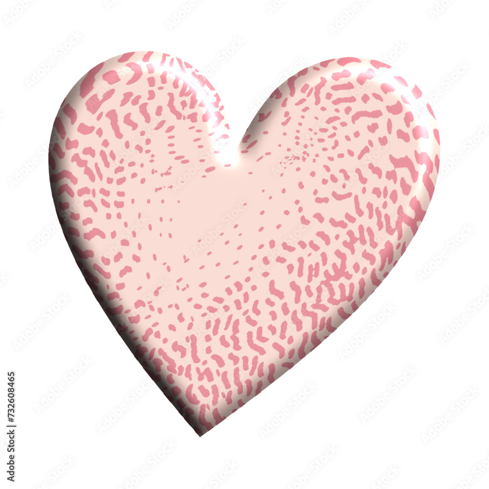 3D heart in cream with pink sparkles  