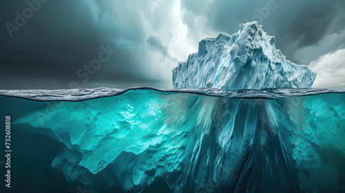 Iceberg seen from underwater  hazard for navigation