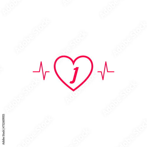 Wallpaper Mural Letter J initial logo in a heart icon with a pulse wave Torontodigital.ca