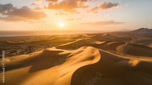 Aerial of desert Sand Dunes