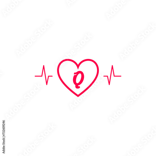 Wallpaper Mural Letter Q initial logo in a heart icon with a pulse wave Torontodigital.ca