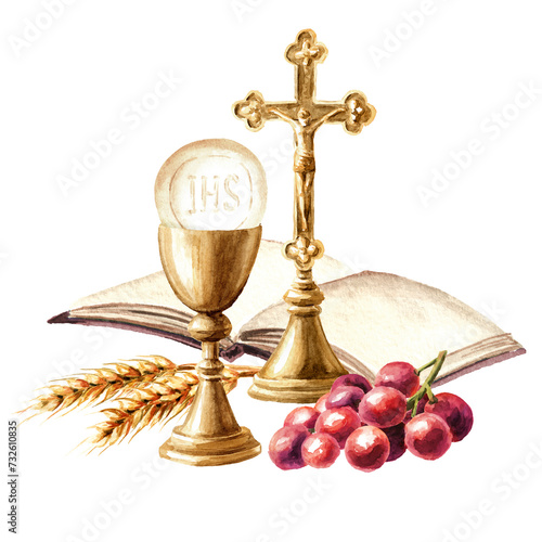 Eucharist. Holy Communion concept. Hand drawn watercolor illustration isolated on white background.jpg © dariaustiugova