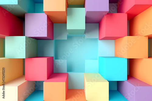Abstract colorful square wallpaper background. © Pacharee