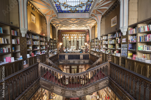 Porto, Portugal – September 16, 2013 : Bookshop of Lello and Irmao, Spiral stairs, Oporto, Portugal photo