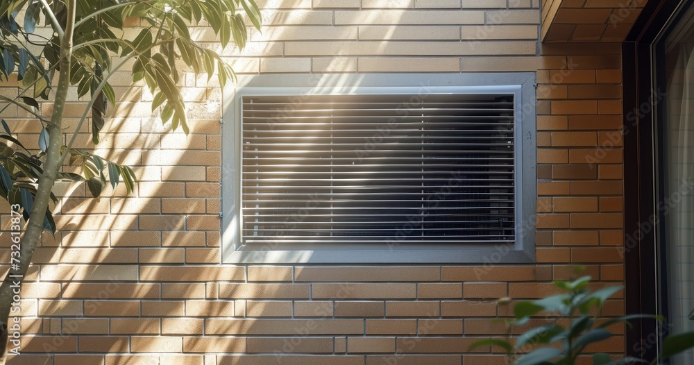 Obraz premium Smart Ventilation Solution - A House's Mechanical System Utilizing Heat Recovery with Metal Mesh Safety on Intake and Exhaust Ports