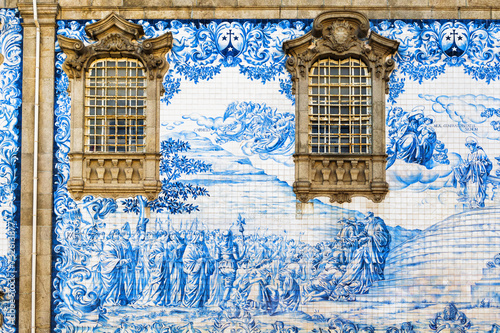 Azulejos on the walls of Capela Das Almas, Unesco World Heritage Site, OPorto, Portugal