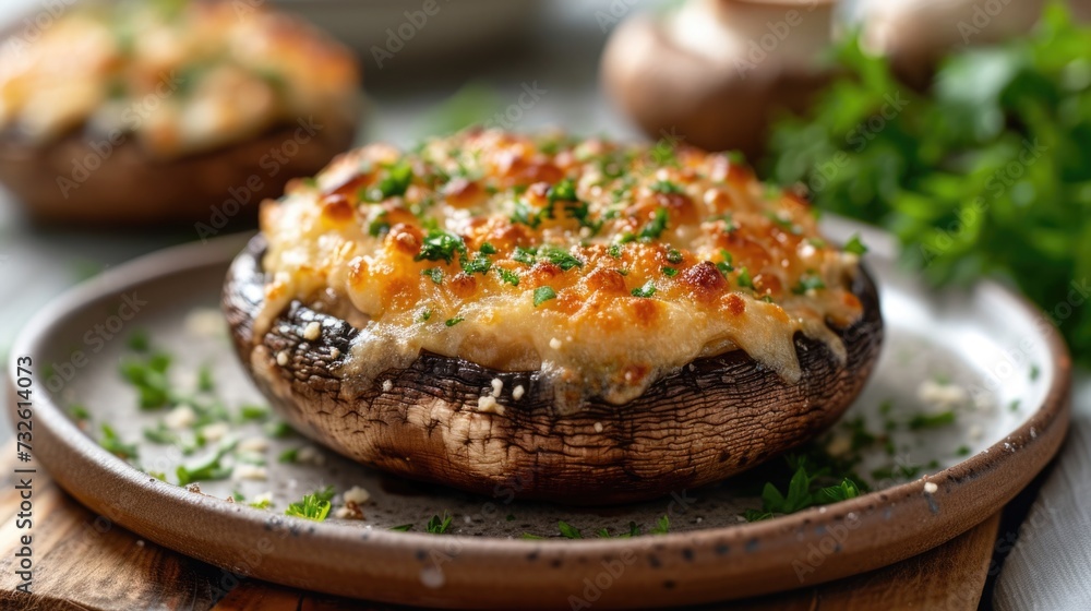 Cheese stuffed portobello mushroom