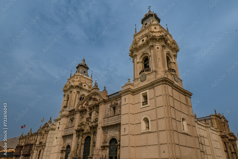Lima Metropolitan Cathedral , Plaza Mayor (Plaza de Armas) in the historical center of Lima, Peru.
