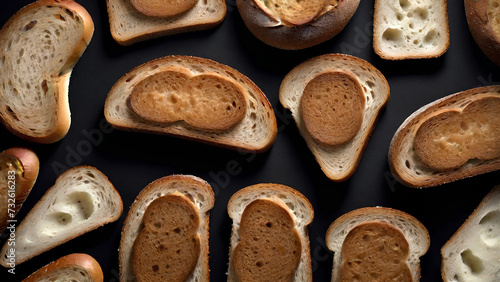 Whole Wheat Toast and Rusk on black background