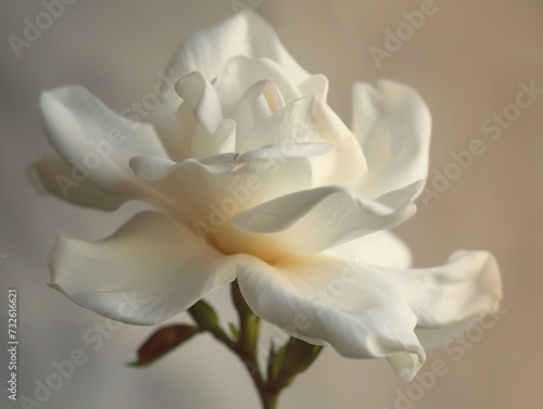 Fresh white rose flower  close-up.