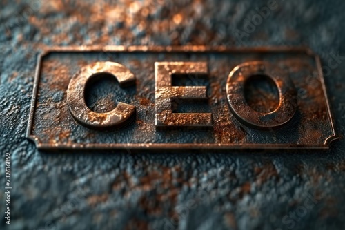 CEO, Rusty Metal Sign With Geo © lublubachka