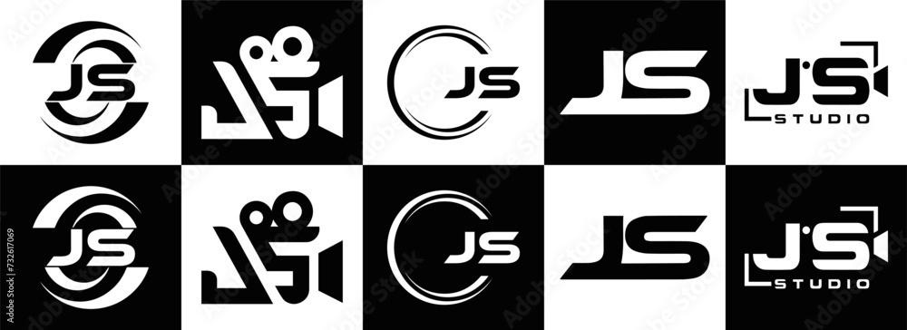 JS logo. JS set , J S design. White JS letter. JS, J S letter logo ...