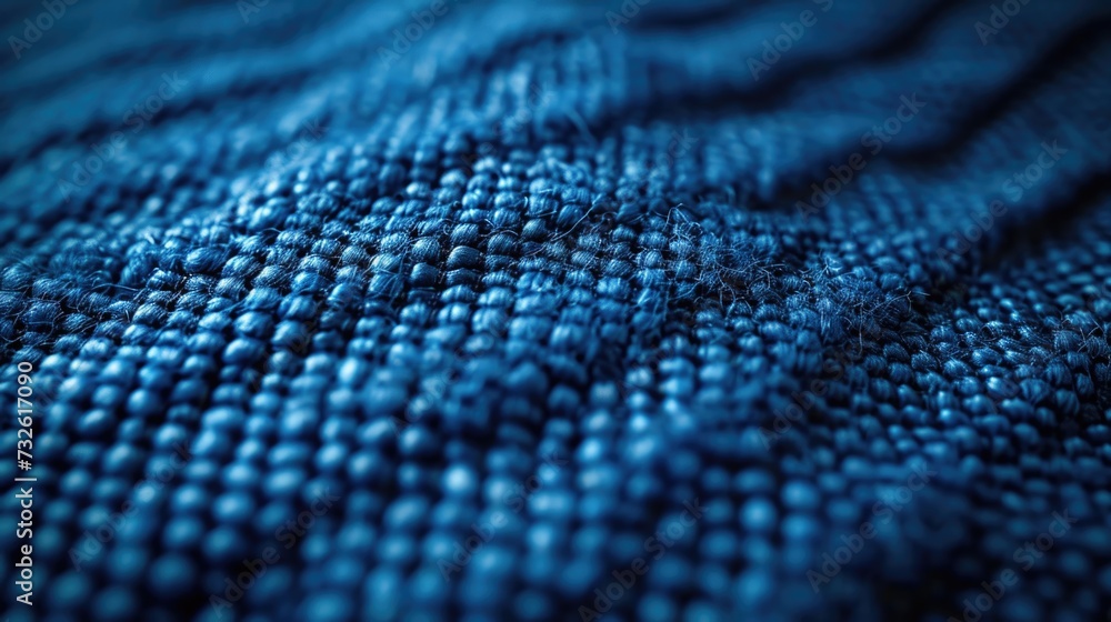 A close-up shot of blue canvas material, highlighting its sturdy, durable weave and the deep blue tone, completely covering the screen with its practical and robust texture