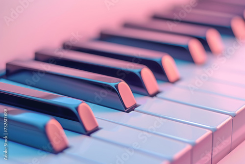 Side view of piano keys in soft pastel colors. Generative AI