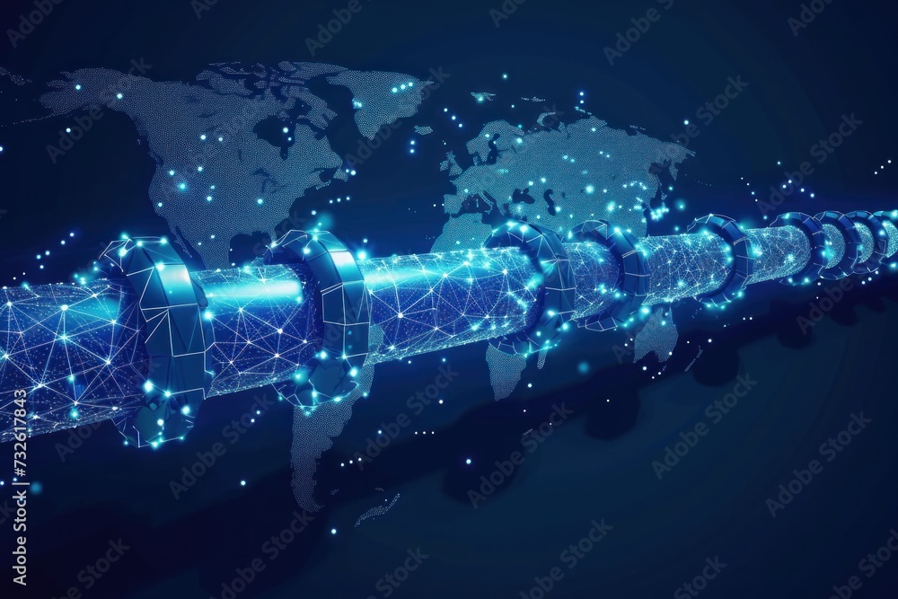Obraz premium Blue and Black Background With a Map of the World